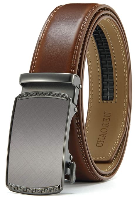 Chaoren Mens Belts Leather Ratchet Belt With Automatic Slide Buckle And