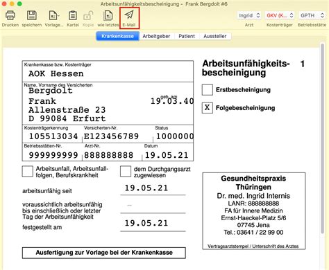 TIPP Workflow für digitale Arbeitsunfähigkeitsbescheinigungen tomedo