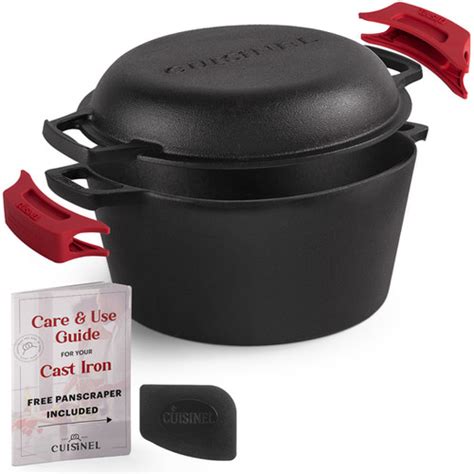 Cuisinel Pre Seasoned Cast Iron Skillet And 5 Qt Double Dutch Oven Set Improved Cuisinel