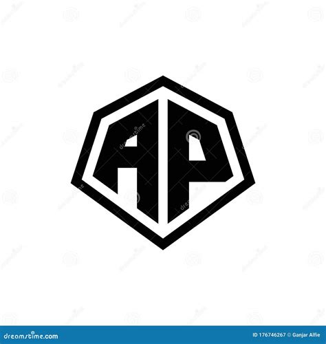 Ap Monogram Logo With Hexagon Shape And Line Rounded Style Design