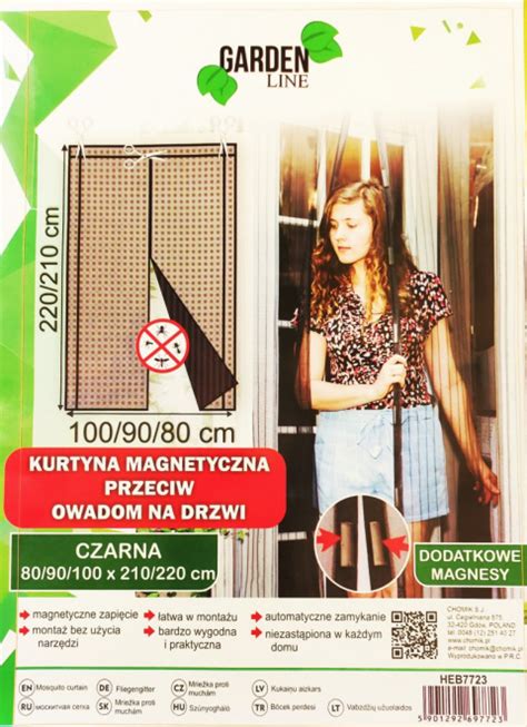 Moskitiera Siatka Przeciw Owadom Do Drzwi 100cm X 200cm Czarna Garden Line