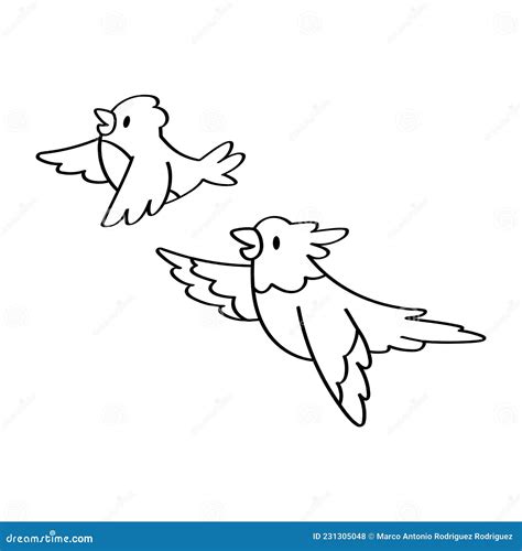 Pair Of Cute Birds Flying Around Vector Stock Vector Illustration Of