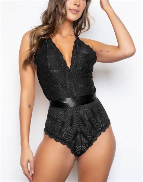 Body Lingerie En Dentelle Avec D Tail De Ruban Noir L Kaufen Auf