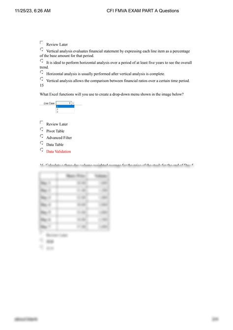 SOLUTION CFI FMVA EXAM PART A Questions CFI FMVA Certification