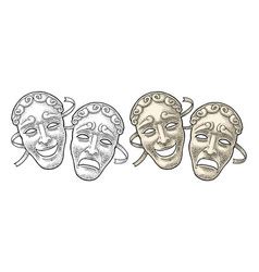 Theatre Masks Drama And Comedy Royalty Free Vector Image