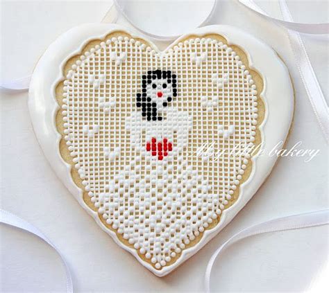 My Little Bakery Valentines Day Cookie With Cross Stitch Technique