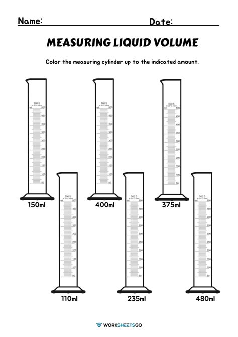 Free Printable Measuring Liquids Worksheets