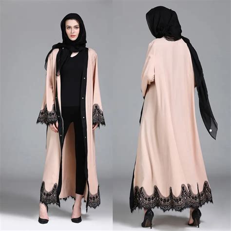 Abaya Femme Lace Kimono Kaftan Robe Islam Muslim Hijab Dress Abayas