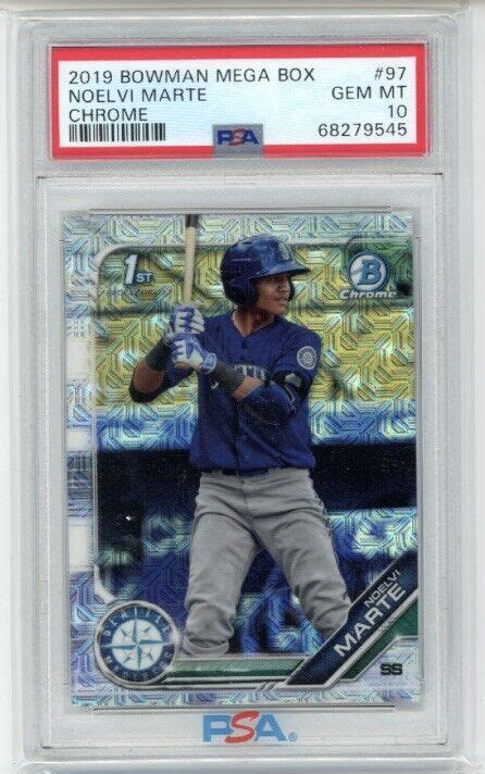 2019 Bowman Chrome Noelvi Marte Mega Box Refractor PSA 10 Reds Mariners