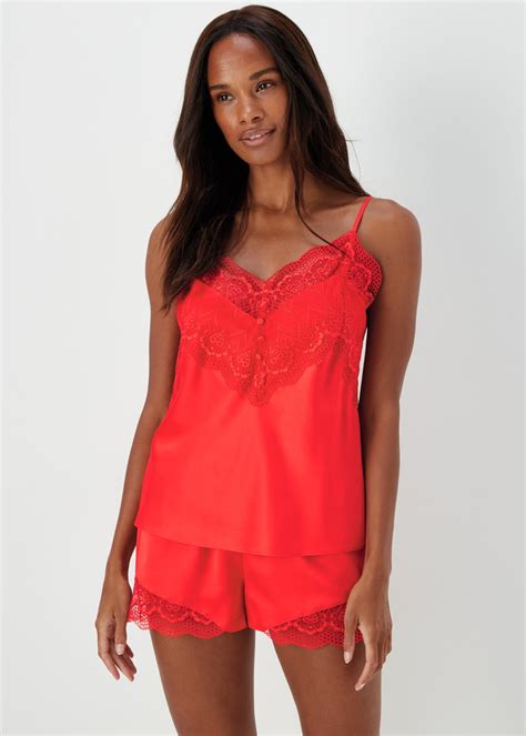 Red Satin Cami Short Pyjama Set Matalan