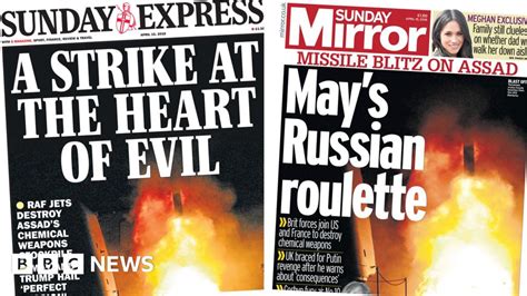 Newspaper Headlines Syria Strikes Hit The Heart Of Evil Bbc News