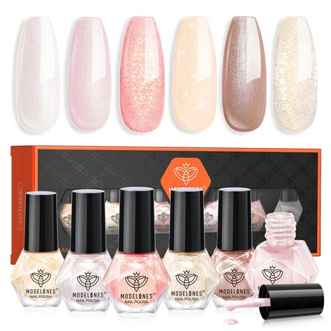 Set De Esmaltes De U As Modelones Colores Blanco Perla Rosa Nude Venta Internacional
