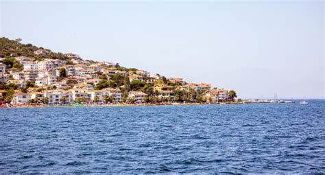 Panoramic View Of Kinaliada Island Beach And Dark Blue Sea Prince