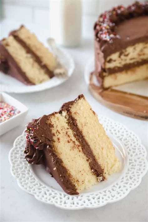 The Best Vanilla Cake With Chocolate Frosting Boston Girl Bakes