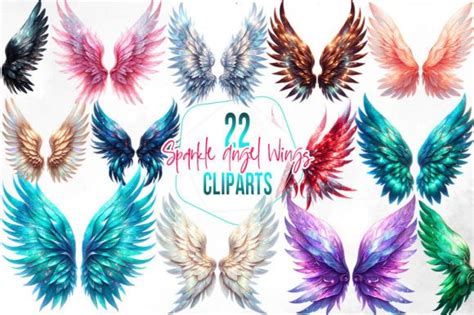 Sparkle Angel Wings Sublimation Clipart Graphic By Aspect Studio