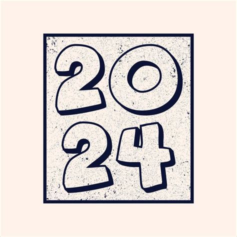 2024 Vector Hand Drawn Ink Design For Happy New Year Poster