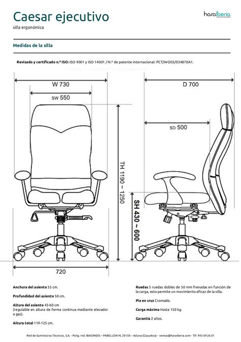 Ficha Técnica De La Silla Ergonómica Para Oficina Caesar Ejecutivo