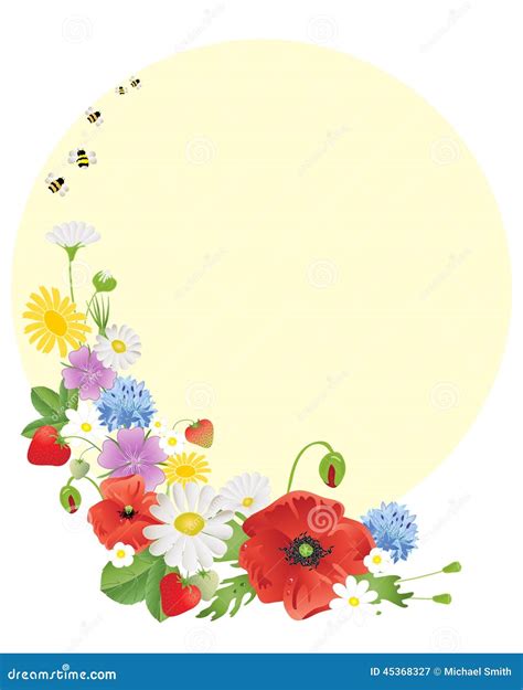 Wildflowers and bees stock vector. Illustration of outdoors - 45368327