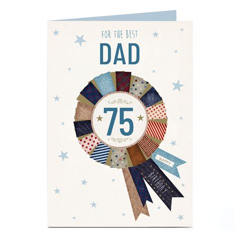 Buy Personalised 75th Birthday Card Rosette Dad Editable Age For Gbp