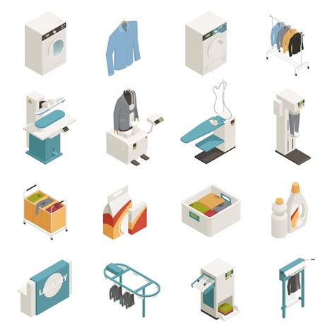 Free Vector Laundry Equipment Isometric Set