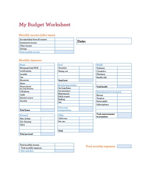 Hoa Budget Template Printable