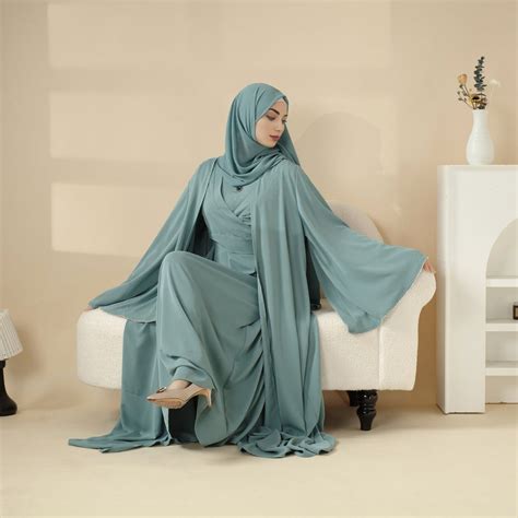 Open Kimono Abaya Set Kimono Style Abaya 3 Piece Set