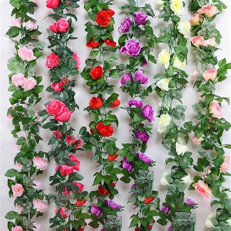 Ludlz 220cm Rose Garlands Artificial Rose Vines Fake Silk Flower