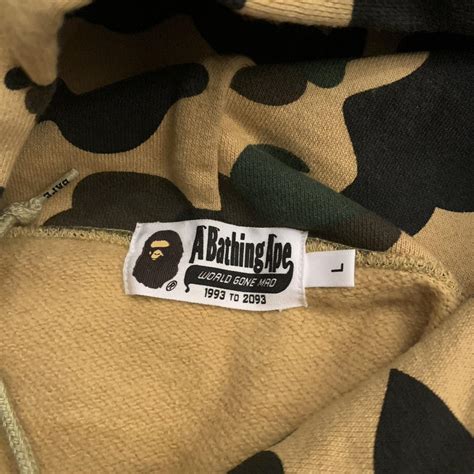 Bape College Hoody Yellow Camo Reflective Size Large Depop