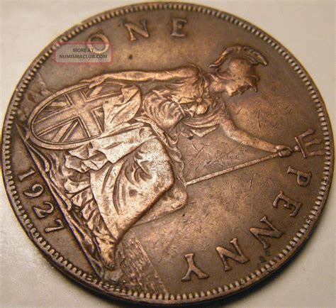 1927 Great Britain Penny Xf Km 826 Bronze Usa George V