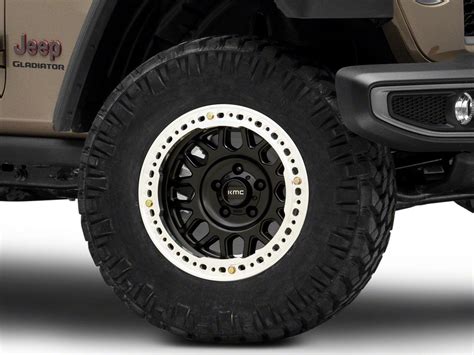 KMC Jeep Gladiator Grenade Crawl Beadlock Satin Black Wheel 17x8 5