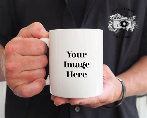 Coffee Mug Mockup 11 Oz Mug Mock Up With Man Hands Photo Father Day