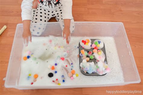 Pom Pom Bubble Foam Sensory Bin Happy Toddler Playtime