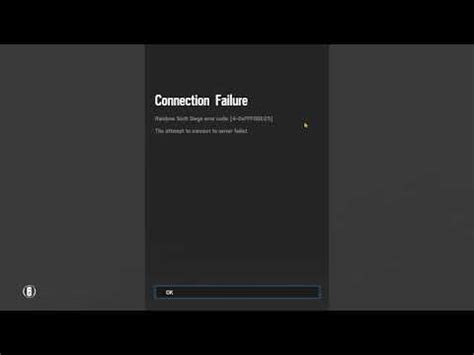Tom Clancy S Rainbow Six Siege Eror Code 4 0xFFF0BE25 YouTube