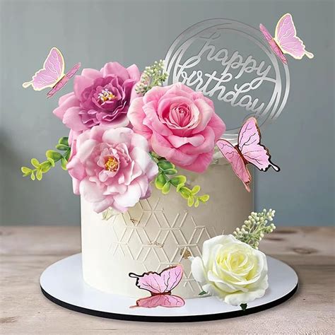 Amazon Pcs Flower Cake Toppers Butterfly Cake Decorations With