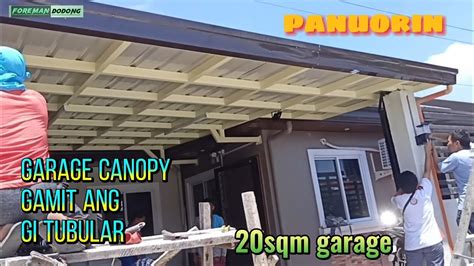 Garage Canopy Gamit Ang Gi Tubular With Rib Type Roof Roofing