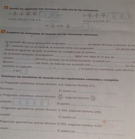 Escribe Los Siguientes Tres T Rminos De Cada Una De Las Sucesiones