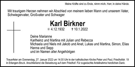 Traueranzeigen Von Karl Birkner Trauer Nn De