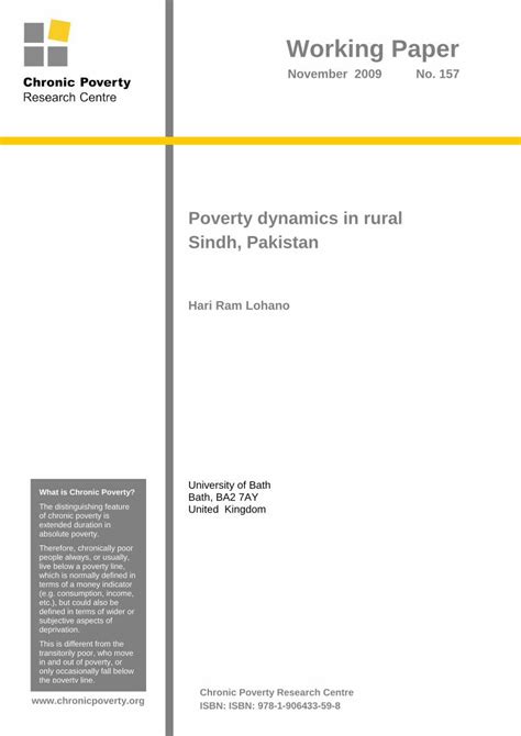 Pdf Poverty Dynamics In Rural Sindh Pakistan Chronic Poverty