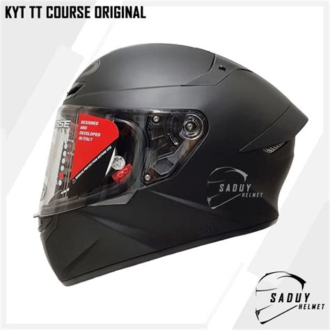 Jual KYT TT COURSE SOLID BLACK MATT HITAM DOP HELM FULL FACE KYT