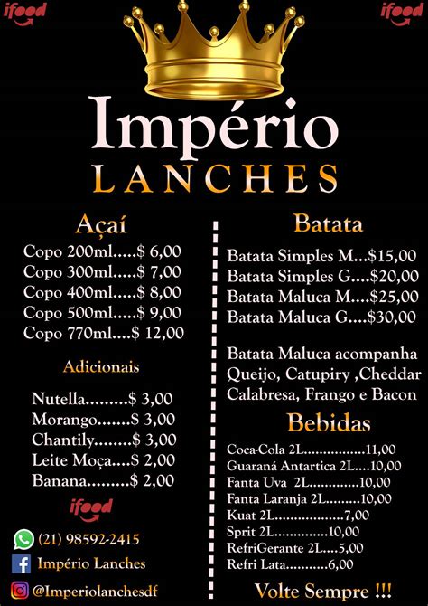 Menu em Império Lanches pub Bar Magé