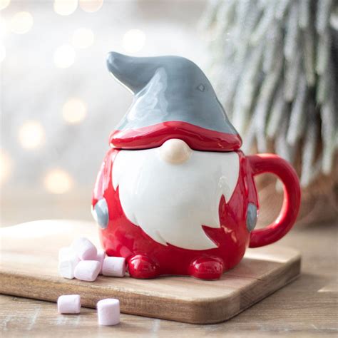 Red And Grey Santa Gonk Mug With Lid Kathandkin