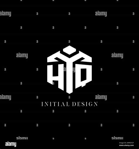 Initial Hq Logo Hexagon Shape Geometric Style Vector Graphic Stock