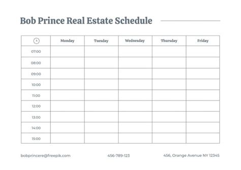 Free Simple Town Home Real Estate Schedule Template