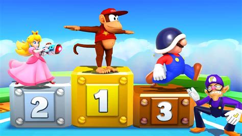 Mario Party Star Rush Minigames Mario Vs Diddy Kong Vs Yoshi Vs Peach