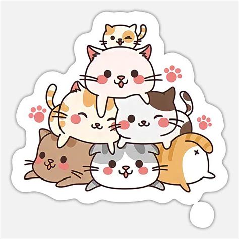 Cute Cats Sticker Spreadshirt Cute Cats Cartoon Cat Cat Clipart