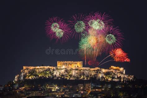 Fireworks in Athens (Greece) during New Year S Celebration Stock Image ...