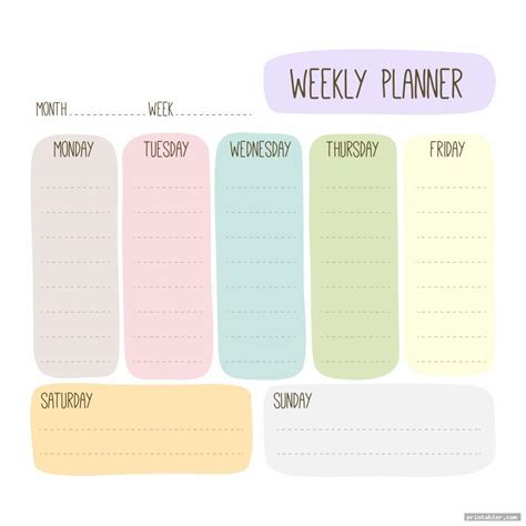 Weekly Planner Printable Cute