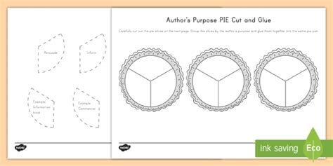 Authors Purpose P I E Cut And Paste Activity Teacher Made