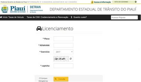 Detran PI 2023 Consulta Multas Simulado E RENAVAM