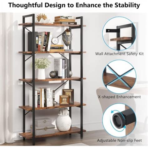 Tribesigns Tier Black Bookshelf Modern Etagere Bookcase With Metal